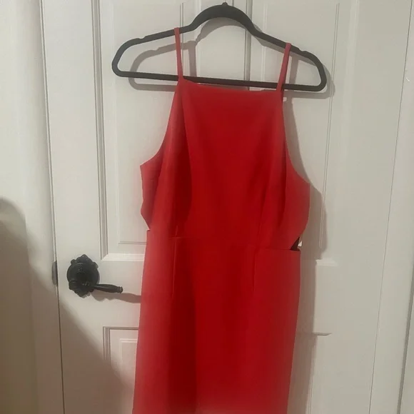 knee length dresses for ladies French Connection Whisper Boat Neck Dress in Crimson Red – Dsquared  Nashville main image 0